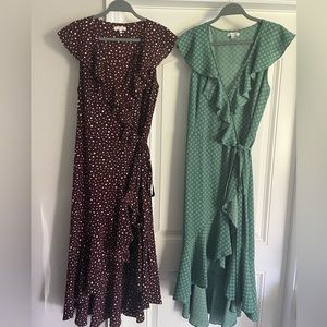 MAX STUDIO ❤️ RUFFLE CREPE HI-LO WRAP DRESS L Size Large COLORS GREEN BLUE WHITE